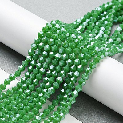 Opaque Solid Color Electroplate Glass Beads Strands EGLA-A039-P4mm-A08-1