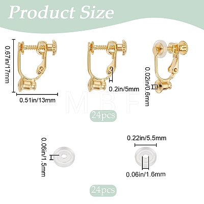 SOFPLATE 24Pcs Brass Screw On Clip-on Earring Findings KK-SP0001-20G-1