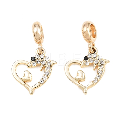 Alloy Crystal Rhinestone European Dangle Charms AL-CBAC2D3-06G-1