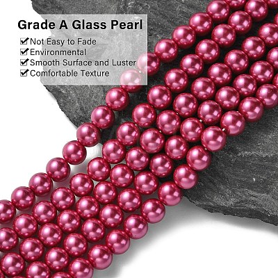 Eco-Friendly Dyed  Glass Pearl Round Beads Strands HY-A002-8mm-RB058-1