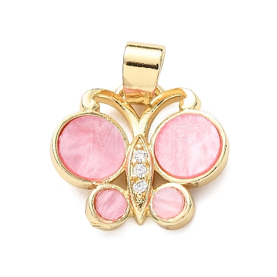 Brass Micro Pave Cubic Zirconia Pendants KK-C161-02G-1