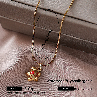 Vintage 304 Stainless Steel Enamel Pendant Necklaces for Women QF9765-6-1