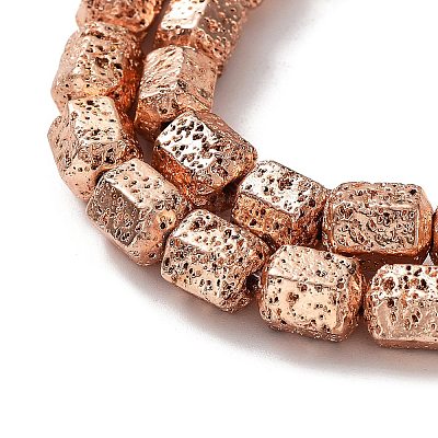 Electroplated Natural Lava Rock Beads Strands G-H303-A10-RG02-1
