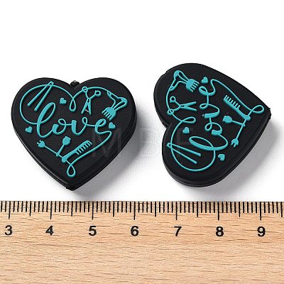 Food Grade Heart with Word Love Silicone Focal Beads SIL-NH0001-01C-1