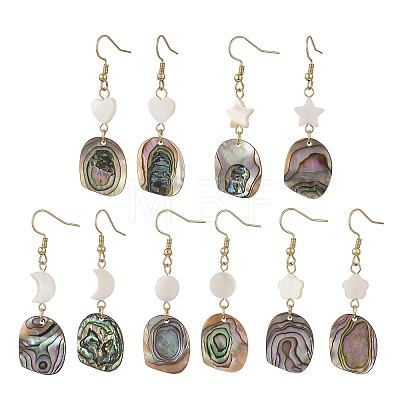 Natural Freshwater Shell & Paua Shell 304 Stainless Steel Dangle Earrings for Women EJEW-JE07503-1