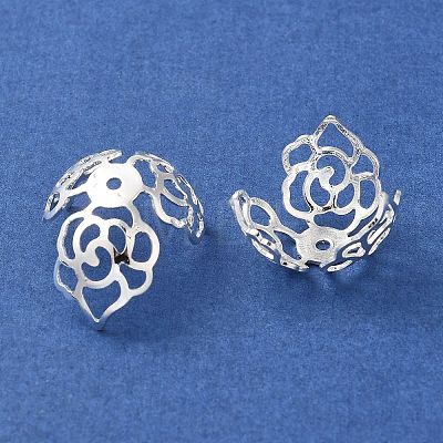 Rack Plating Brass Flower Bead Caps KK-K381-03S-1