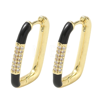 Brass Micro Pave Cubic Zirconia Hoop Earrings KK-CBA98BA-01G-C-1