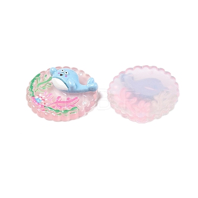 Ocean Theme Flat Round Resin Cabochons CRES-T025-02C-1