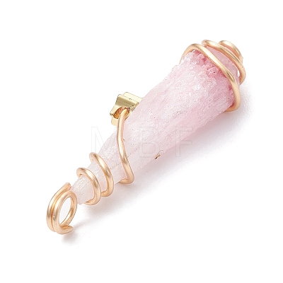Electroplated Natural Quartz Crystal Dyed Copper Wire Wrapped Pendants PALLOY-JF02326-06-1