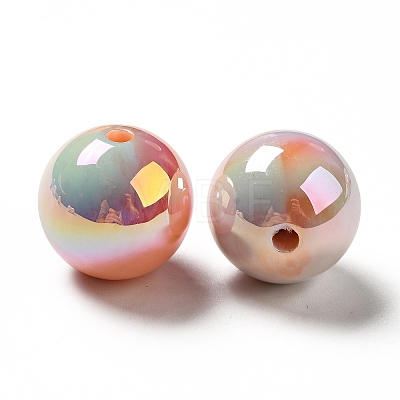 UV Plating Opaque Rainbow Iridescent Acrylic Beads MACR-D063-01B-06-1