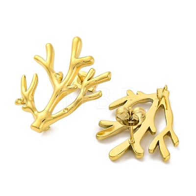 Ion Plating(IP) 304 Stainless Steel Tree Branch Stud Earrings EJEW-D281-08G-1