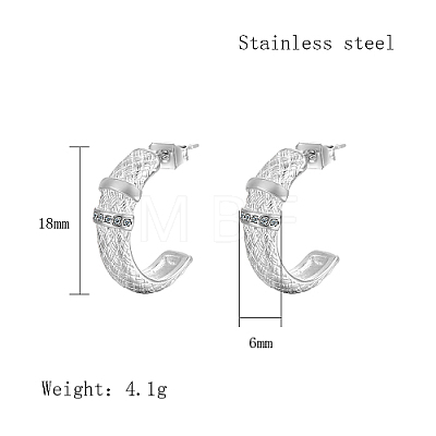 304 Stainless Steel Rhinestone Arch Stud Earrings GH0398-2-1