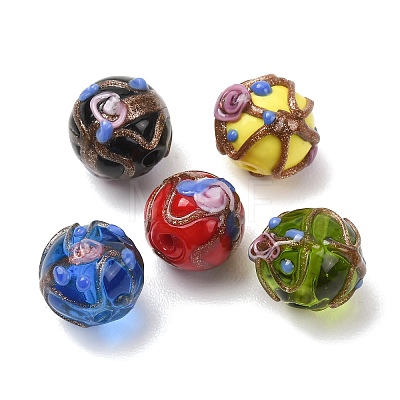 Handmade Gold Sand Lampwork Beads LAMP-K048-02-1