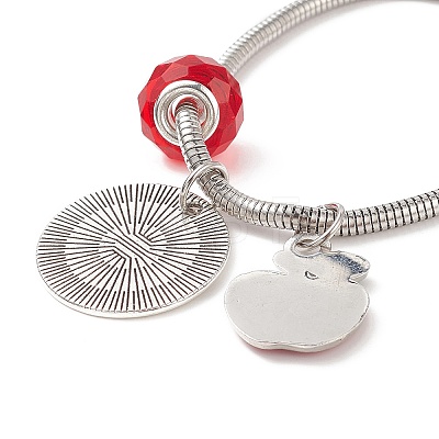 Alloy Apple Charm Bracelet with Glass Beaded BJEW-TA00199-1