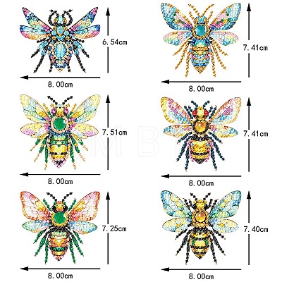 6 Styles Insect Bees DIY Diamond Keychain Painting Kit PW-WG6D52B-01-1