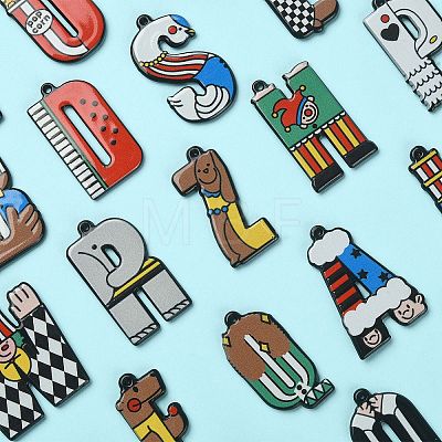 26Pcs 26 Styles Circus Theme Printed Acrylic Pendants OACR-CJ0001-27-1