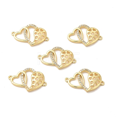 Brass Micro Pave Clear Cubic Zirconia Connector Charms KK-E068-VB376-1