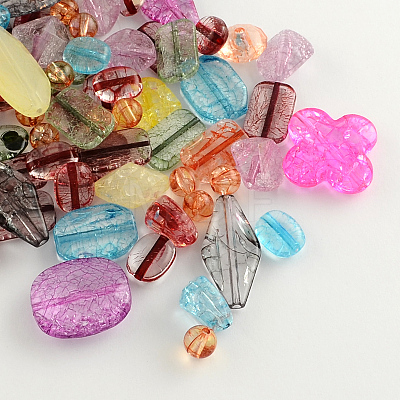 Mixed Crackle Style Transparent Acrylic Beads MACR-R546-28-1