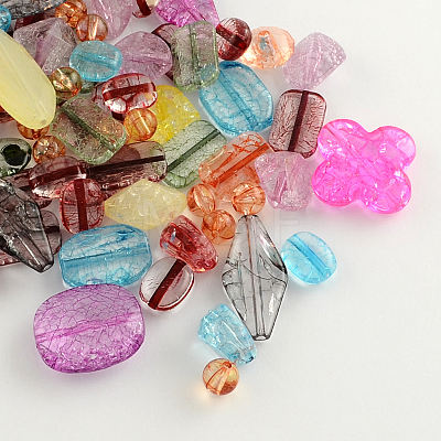 Mixed Crackle Style Transparent Acrylic Beads MACR-R546-28-1