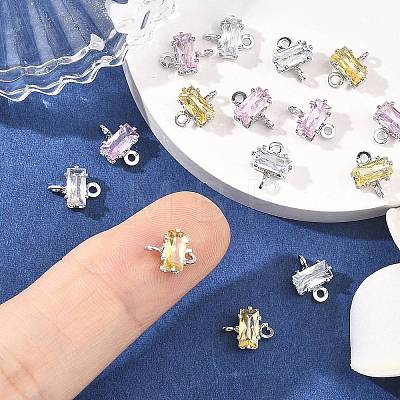 SHEGRACE Brass Pave Cubic Zirconia Rectangle Connector Charms XGRQ2O694-438P-1