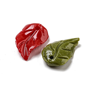 Synthetic Coral Dyed Leaf Charms CORA-Q034-02-1