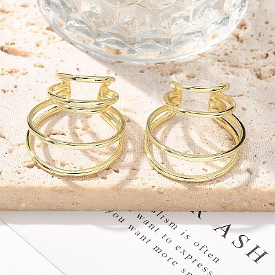 Brass Cuff Earrings for Women EJEW-U036-03G-1