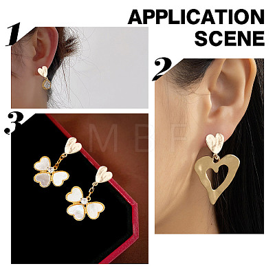 ARRICRAFT 10Pcs Heart Shape Brass Stud Earring Findings KK-AR0004-02-1