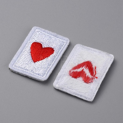 Playing Card Theme Polyester Embroidery Cloth Iron on/Sew on Patches PATC-WH0001-113D-1