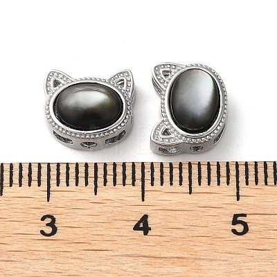 Cat Shape Rhodium Plated 925 Sterling Silver Beads STER-D005-01P-1