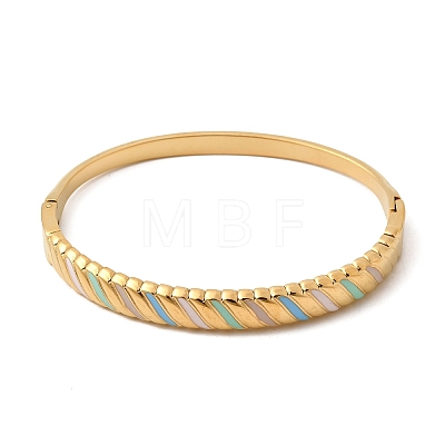 304 Stainless Steel Enamel Hinged Bangles for Women BJEW-B168-05G-1
