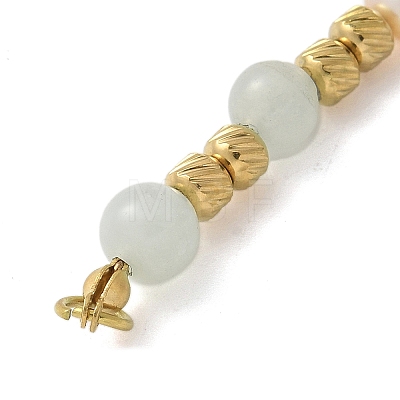 Natural Ang & Plastic Imitation Pearl Round Beaded Connector Charms/Links STAS-L277-11G-05-1