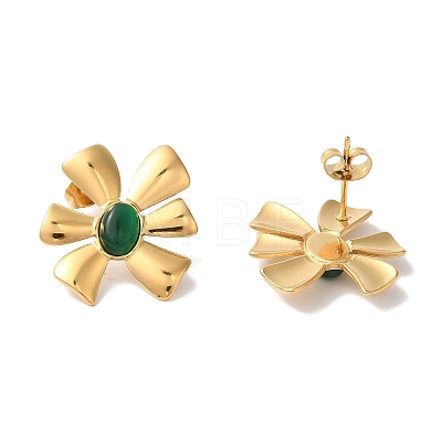 Flower Golden Ion Plating(IP) 304 Stainless Steel Stud Earrings for Women EJEW-L287-054G-1