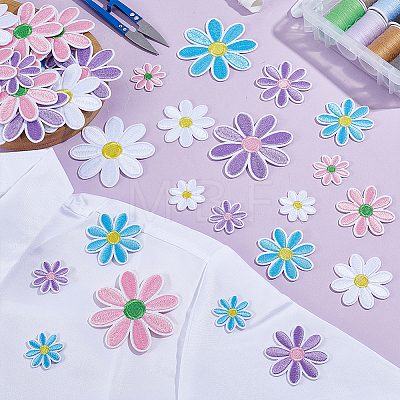 60Pcs 12 Styles Computerized Embroidery Polyester Iron on/Sew on Patches DIY-ME0003-09-1