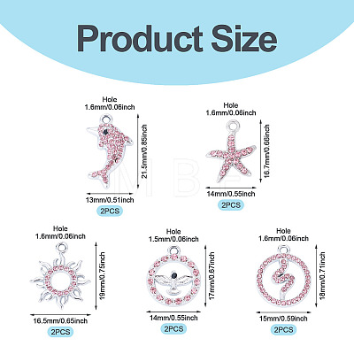 10Pcs 5 Styles Alloy Pendants FIND-TADJ0001-26B-1