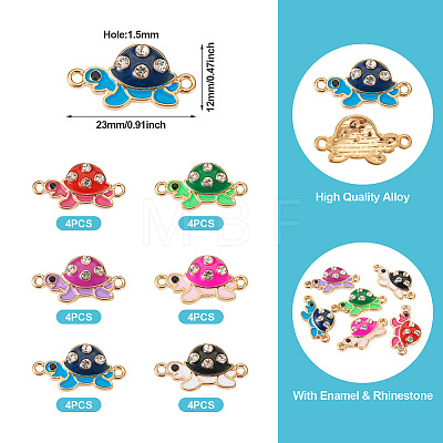 24Pcs 6 Colors Alloy Enamel Connector Charms ENAM-TA0001-58-1