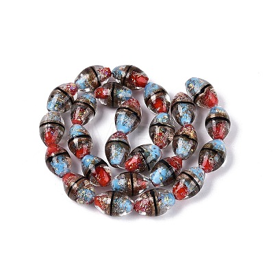Two Tone Color Handmade Foil Glass Beads FOIL-Q001-01D-1