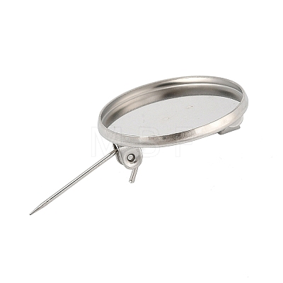 304 Stainless Steel Brooch Cabochon Settings STAS-E547-08E-P-1