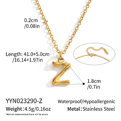 304 Stainless Steel Bamboo Initial Pendant Necklaces for Men Women WM4386-23-1