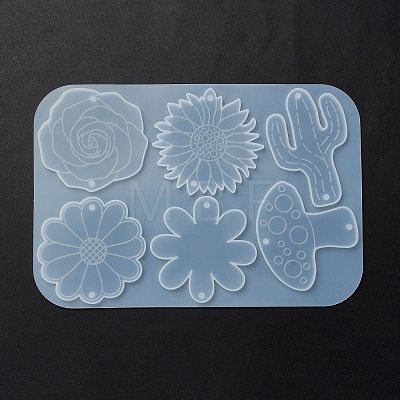 Cactus & Mushroom & Flower Connector Charms Silicone Molds DIY-L065-02-1