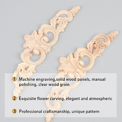 Olycraft Rubber Wood Carved Onlay Applique AJEW-OC0001-56-1
