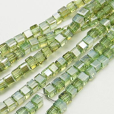 Electroplate Glass Beads Strands EGLA-D018-6x6mm-24-1