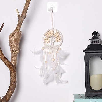 Iron Woven Web/Net with Feather Pendant Decorations PW-WG64353-01-1