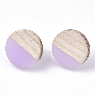 Transparent Resin & Wood Stud Earrings EJEW-N017-003A-D03-1