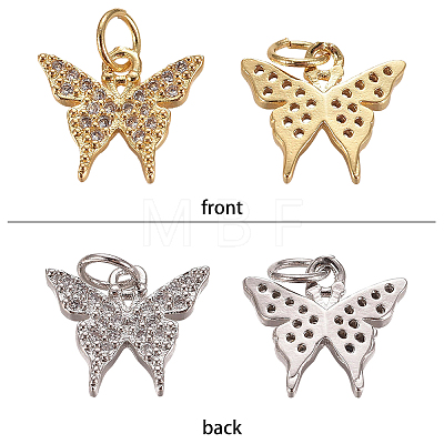 Brass Micro Pave Clear Cubic Zirconia Charms ZIRC-CA0001-02-1