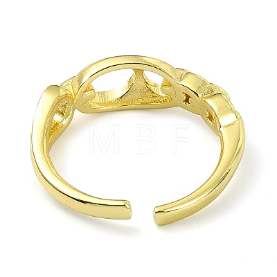 Brass with Cubic Zirconia Open Cuff Ring RJEW-B051-12G-1