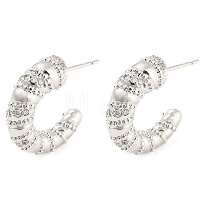 Rack Plating Brass Cubic Zirconia Horn Stud Earrings EJEW-K245-31P-1