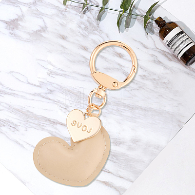 1Pc Imitation Leather Heart Keychain KEYC-CL0001-14C-1