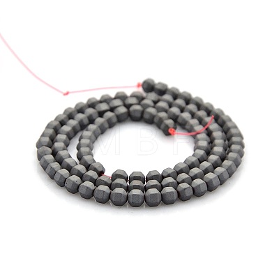 Frosted Electroplate Non-magnetic Synthetic Hematite Faceted Round Beads Strands G-P061-36-1