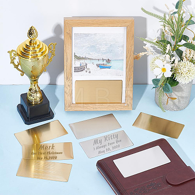 20Pcs 2 Colors Self-adhesive 201 Stainless Steel Type Business Cards AJEW-UN0002-30A-1