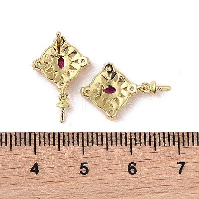 Brass Cubic Zirconia Rhombus Stud Earrings Findings KK-B087-04G-1-1